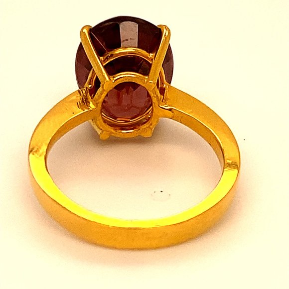 Red Zircon 10.06ct Solid 22K Yellow Gold Ring - Picture 4 of 6